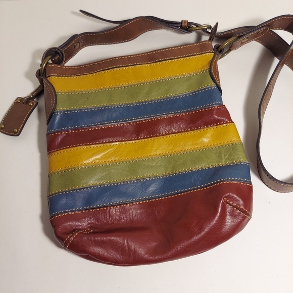 Axcess Handbags - Axcess by Liz Claiborne Vintage Striped Multi Color Vegan Leather Purse Y2K 90s